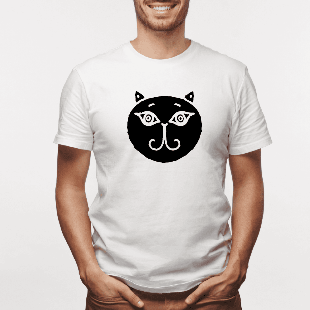 Camisa estampada para hombre  tipo T-shirt Gato cara Redonda — foto 6
