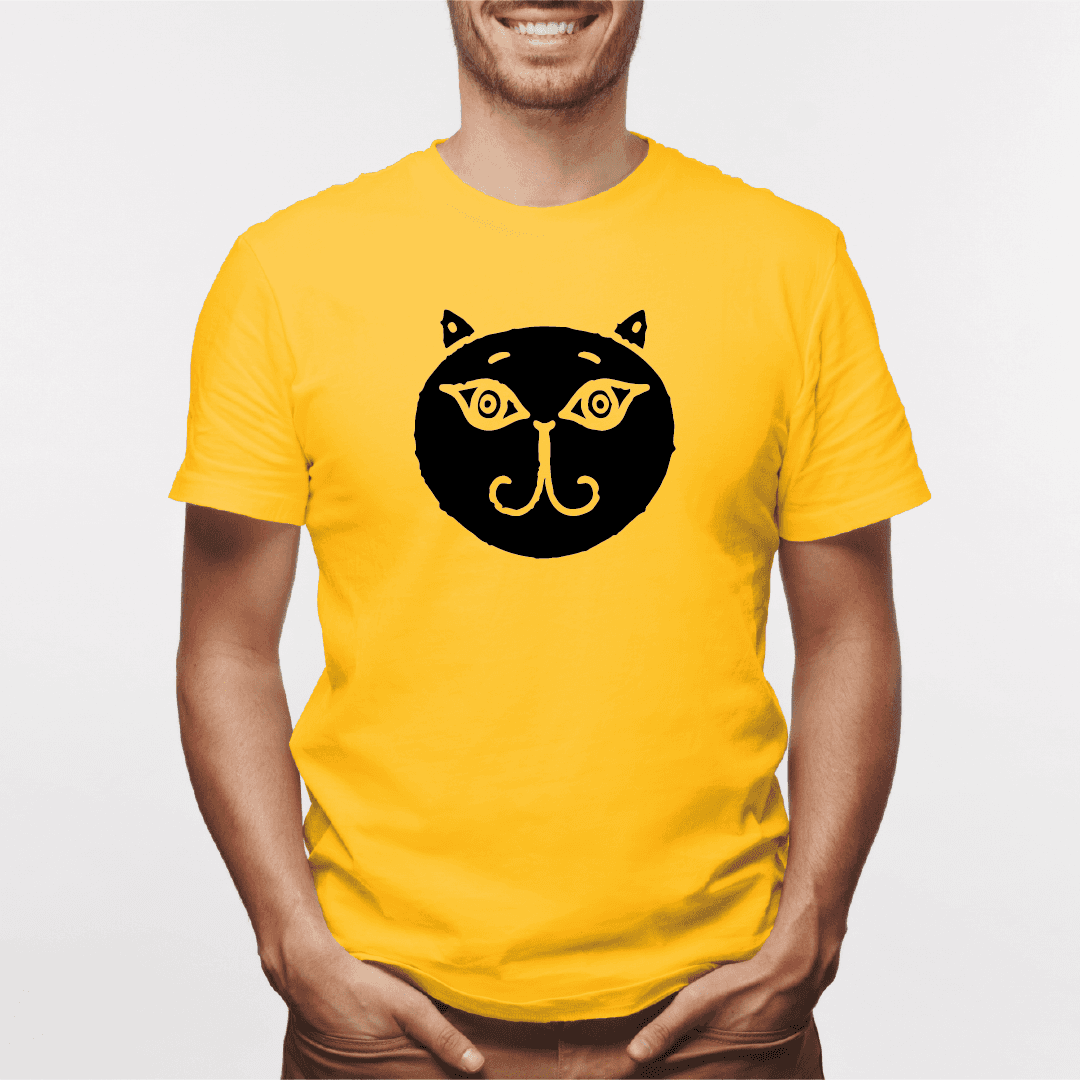 Camisa estampada para hombre  tipo T-shirt Gato cara Redonda — foto 1