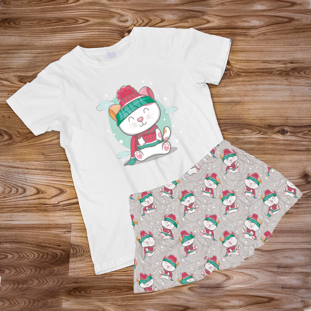Pijama Estampada en poli algodón de Short GATICO NIEVE — foto 1