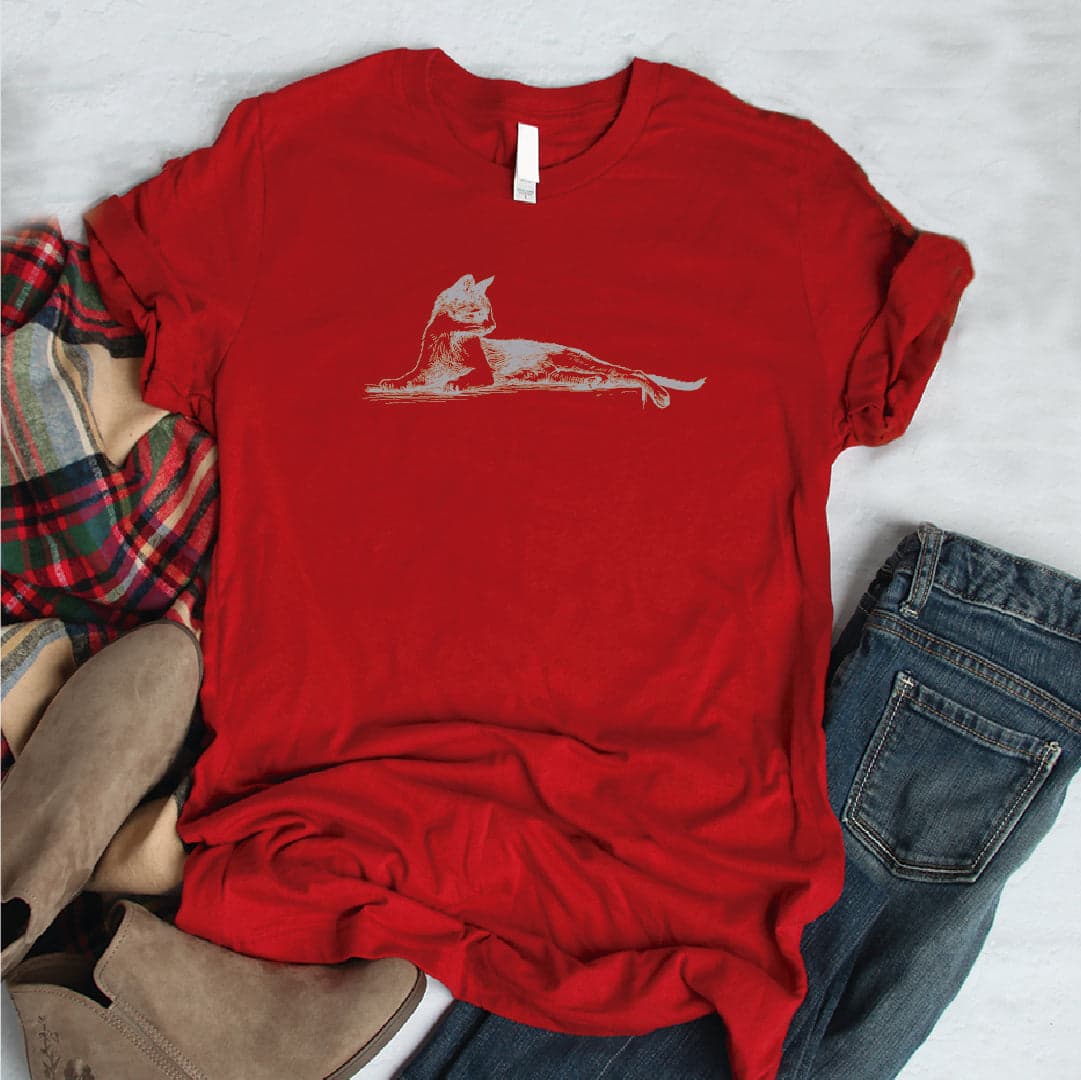 Camisa estampada en algodon para mujer tipo T- shirt gato acostado — foto 6