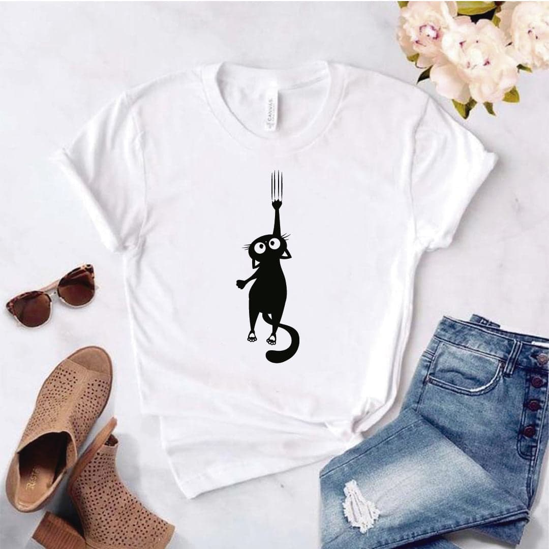 Camisa estampada  tipo T-shirt  gato callendose — foto 8