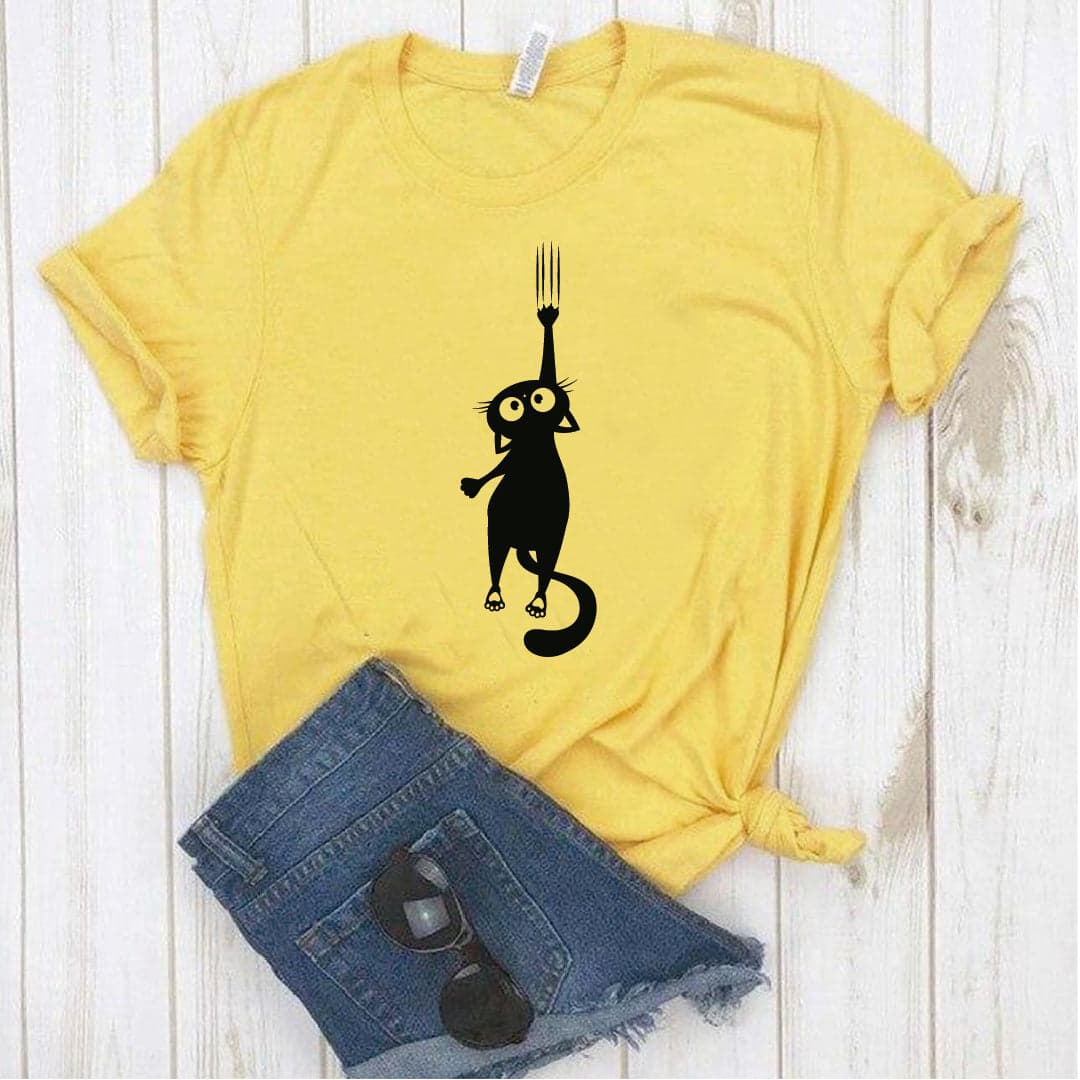 Camisa estampada  tipo T-shirt  gato callendose — foto 2