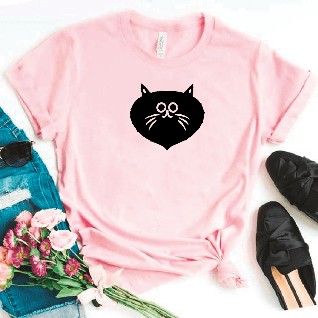Camisa estampada tipo T- shirt Gato Cara Redonda asustado — foto 4