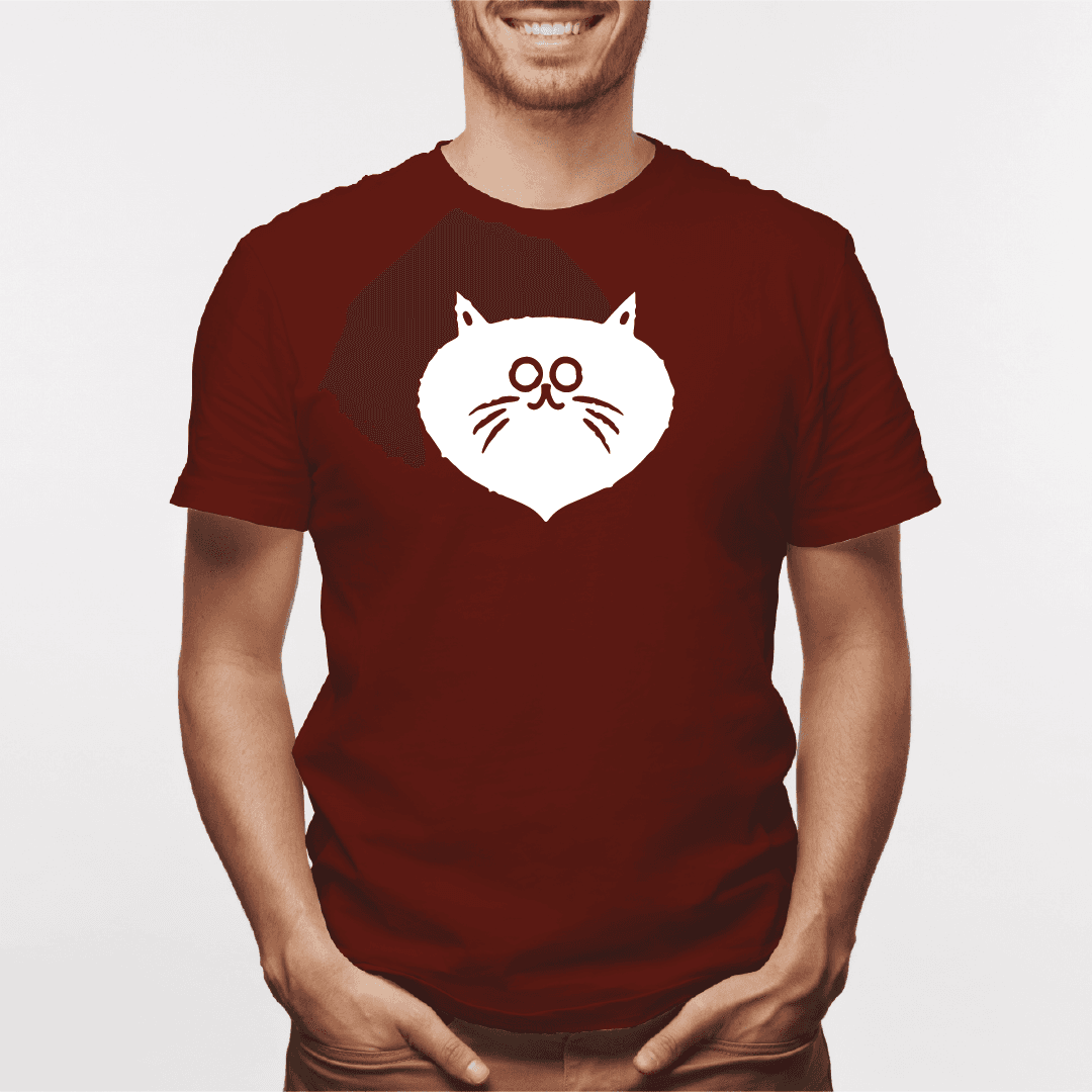 Camisa estampada para hombre  tipo T-shirt Gato cara Redonda asustado — foto 5