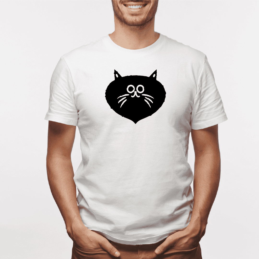 Camisa estampada para hombre  tipo T-shirt Gato cara Redonda asustado — foto 6