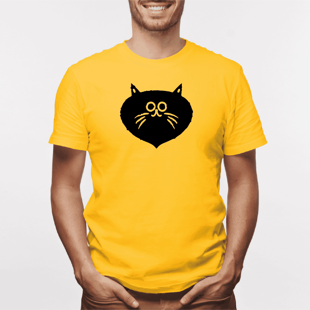 Camisa estampada para hombre  tipo T-shirt Gato cara Redonda asustado — foto 1