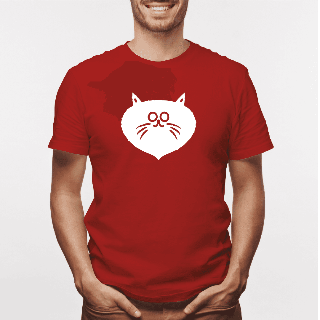 Camisa estampada para hombre  tipo T-shirt Gato cara Redonda asustado — foto 2