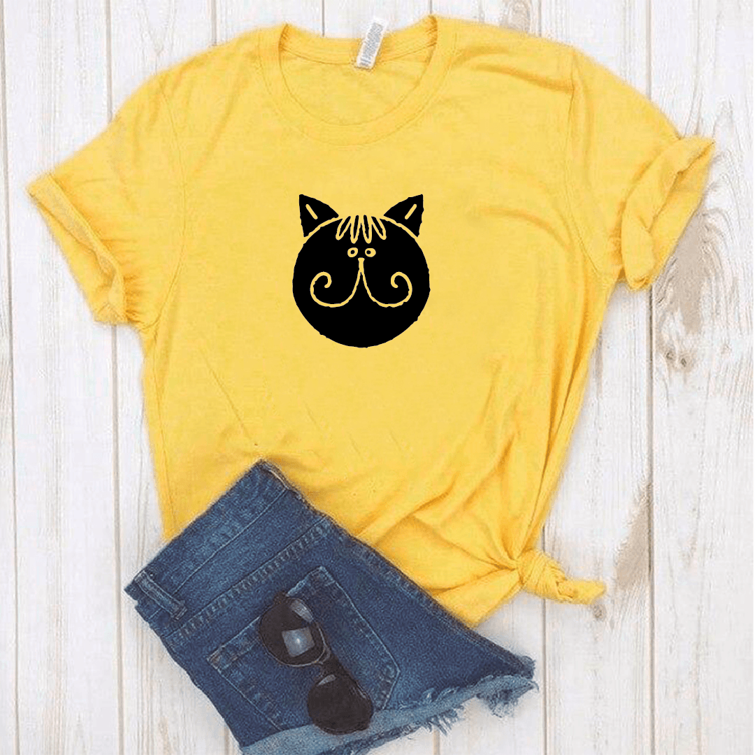 Camisa estampada tipo T- shirt Gato Cara Redonda bigote — foto 2