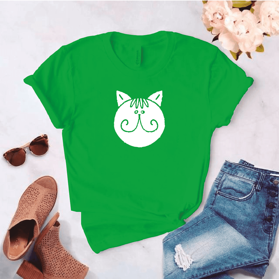 Camisa estampada tipo T- shirt Gato Cara Redonda bigote — foto 8