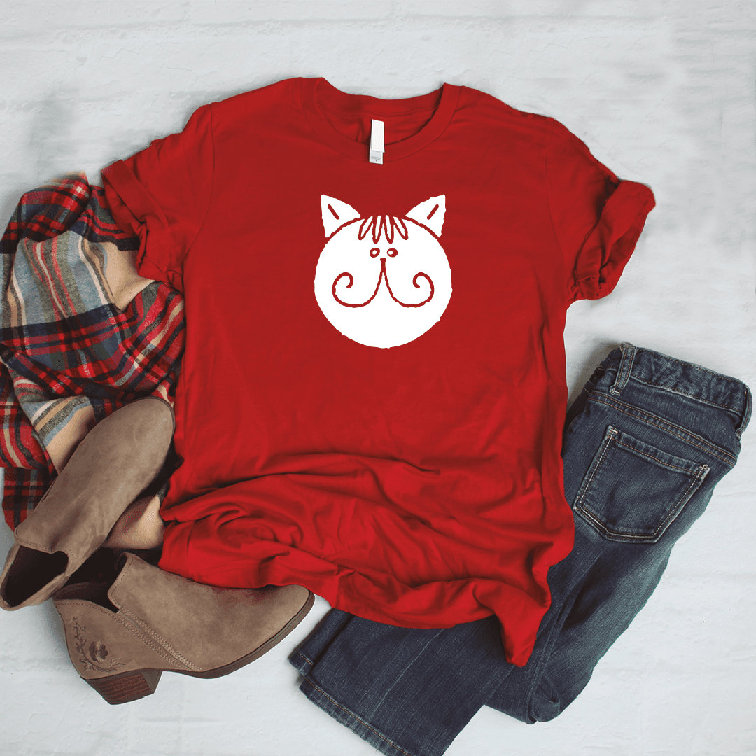 Camisa estampada tipo T- shirt Gato Cara Redonda bigote — foto 1