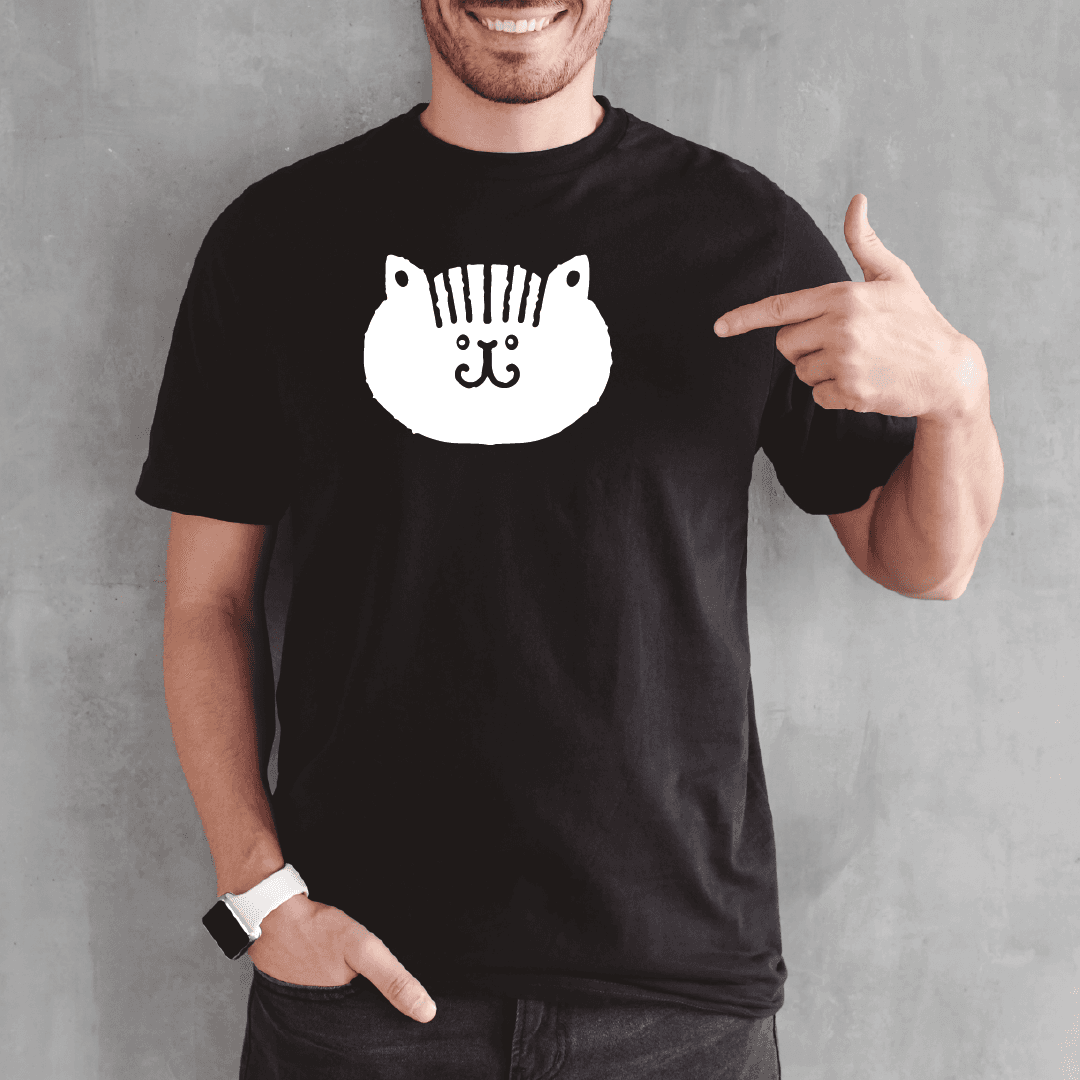 Camisa estampada para hombre  tipo T-shirt Gato cara Redonda Gordito — foto 3
