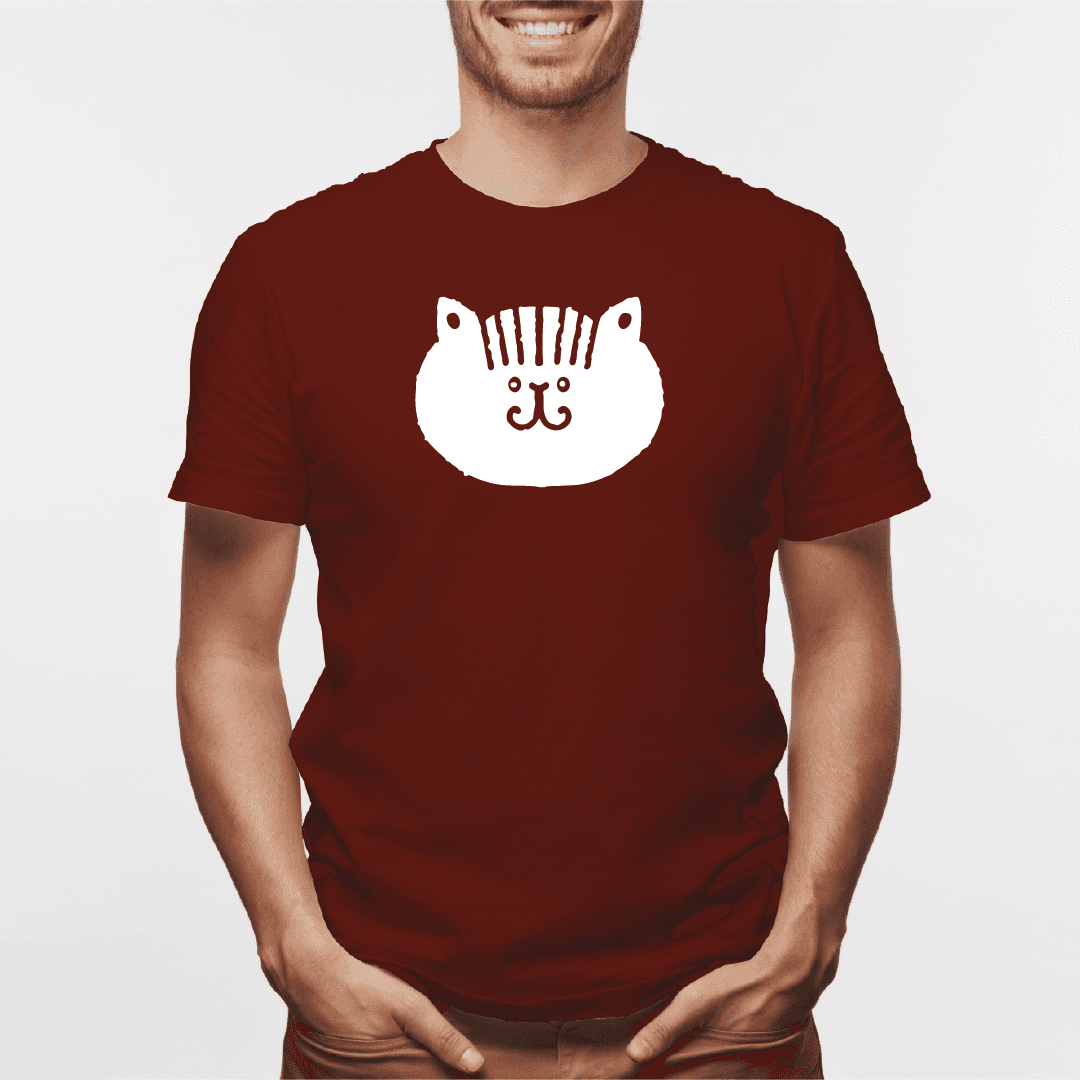 Camisa estampada para hombre  tipo T-shirt Gato cara Redonda Gordito — foto 5