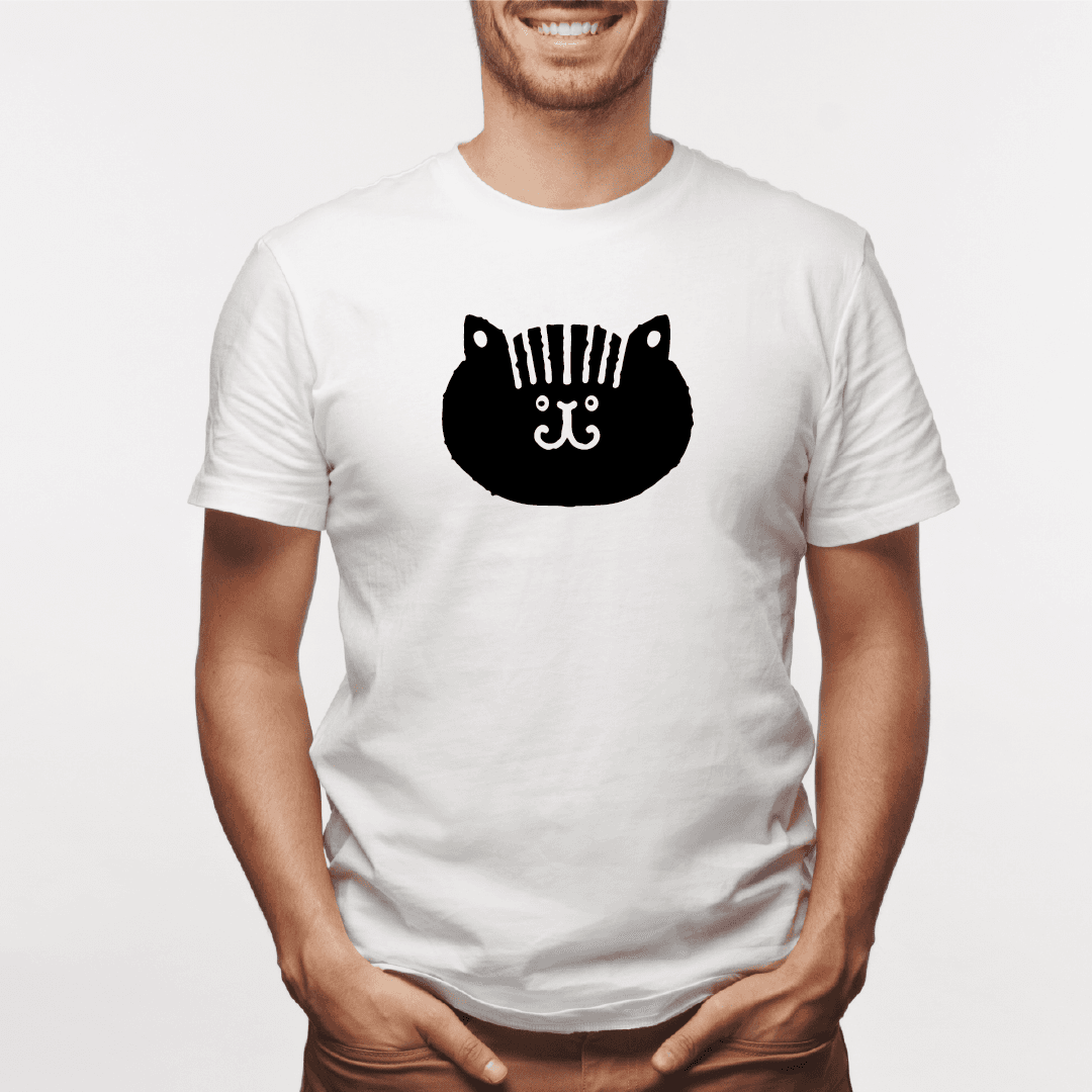 Camisa estampada para hombre  tipo T-shirt Gato cara Redonda Gordito — foto 6