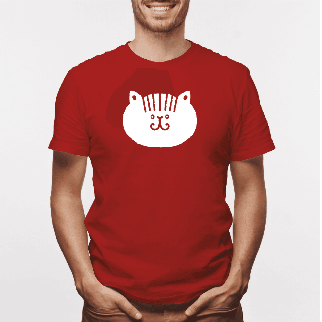 Camisa estampada para hombre  tipo T-shirt Gato cara Redonda Gordito — foto 2