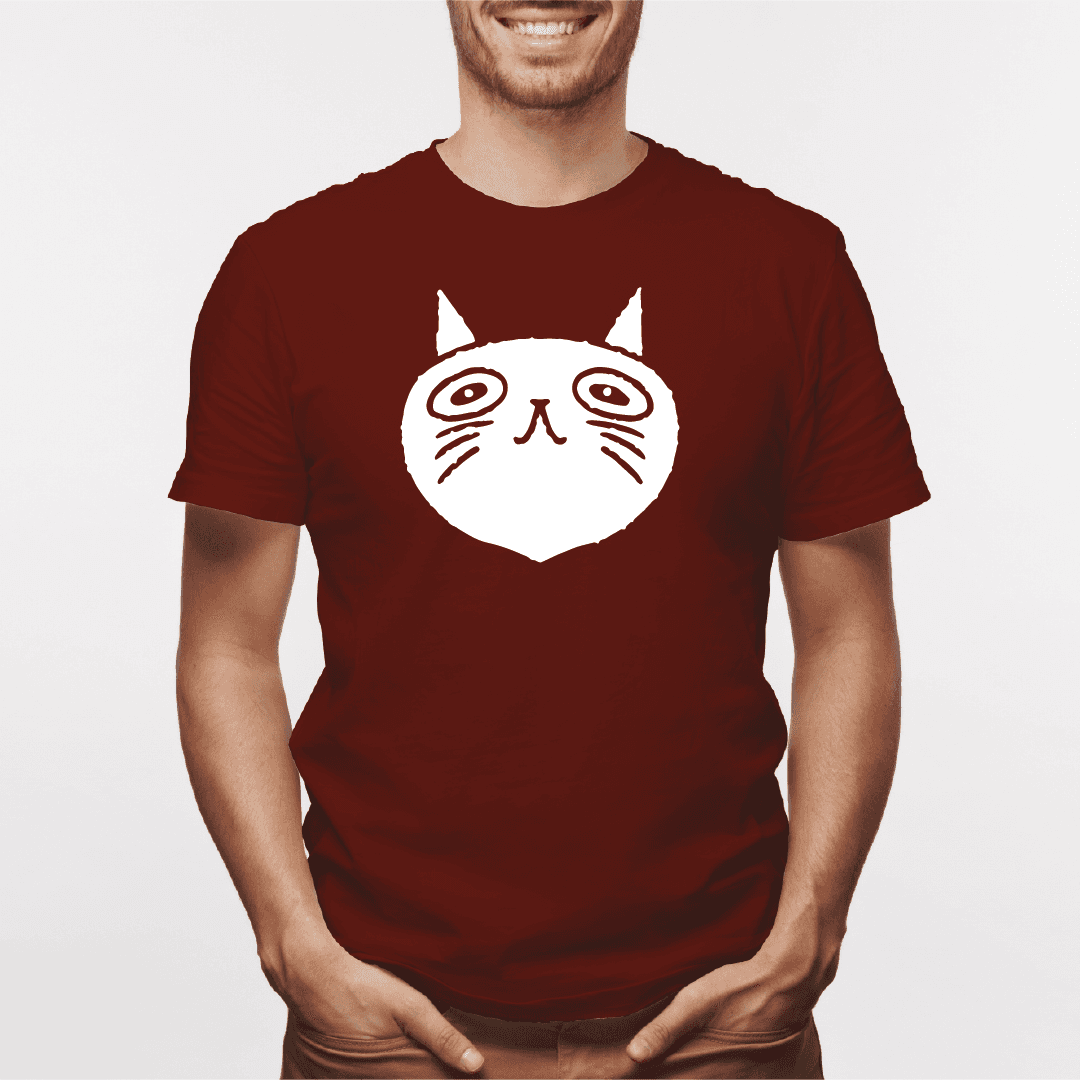 Camisa estampada para hombre  tipo T-shirt Gato cara Redonda ojo grandes — foto 5