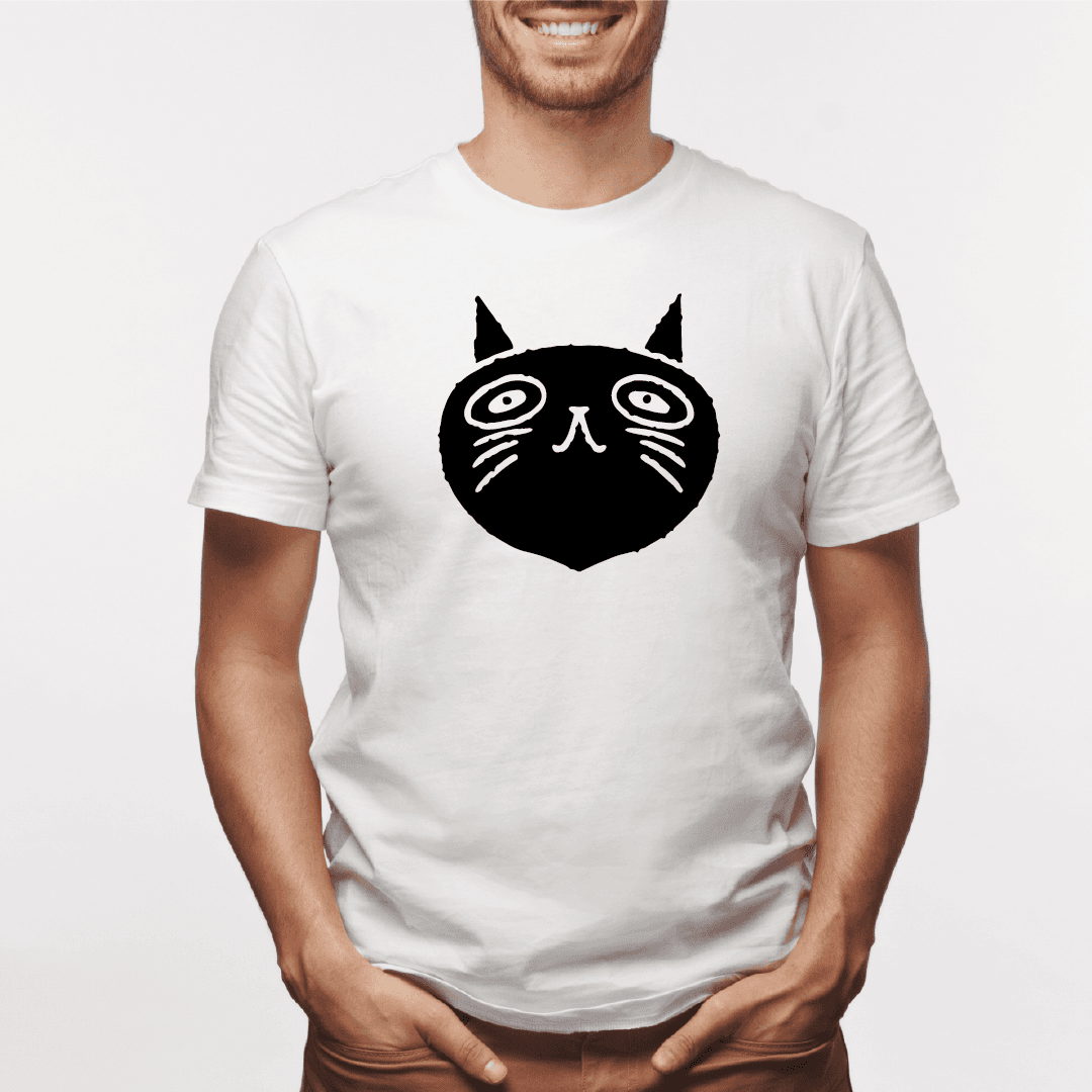 Camisa estampada para hombre  tipo T-shirt Gato cara Redonda ojo grandes — foto 6