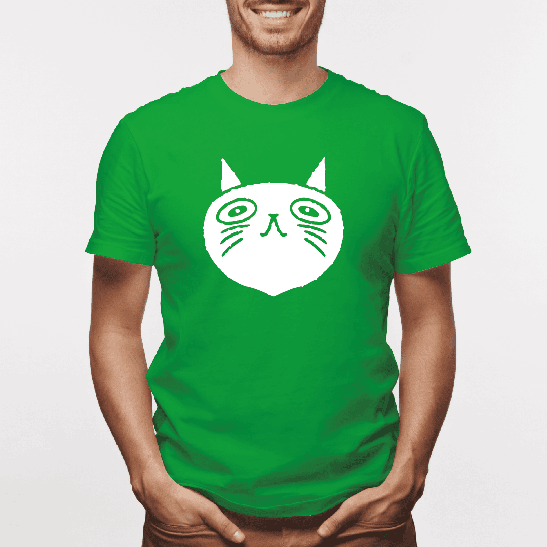 Camisa estampada para hombre  tipo T-shirt Gato cara Redonda ojo grandes — foto 7