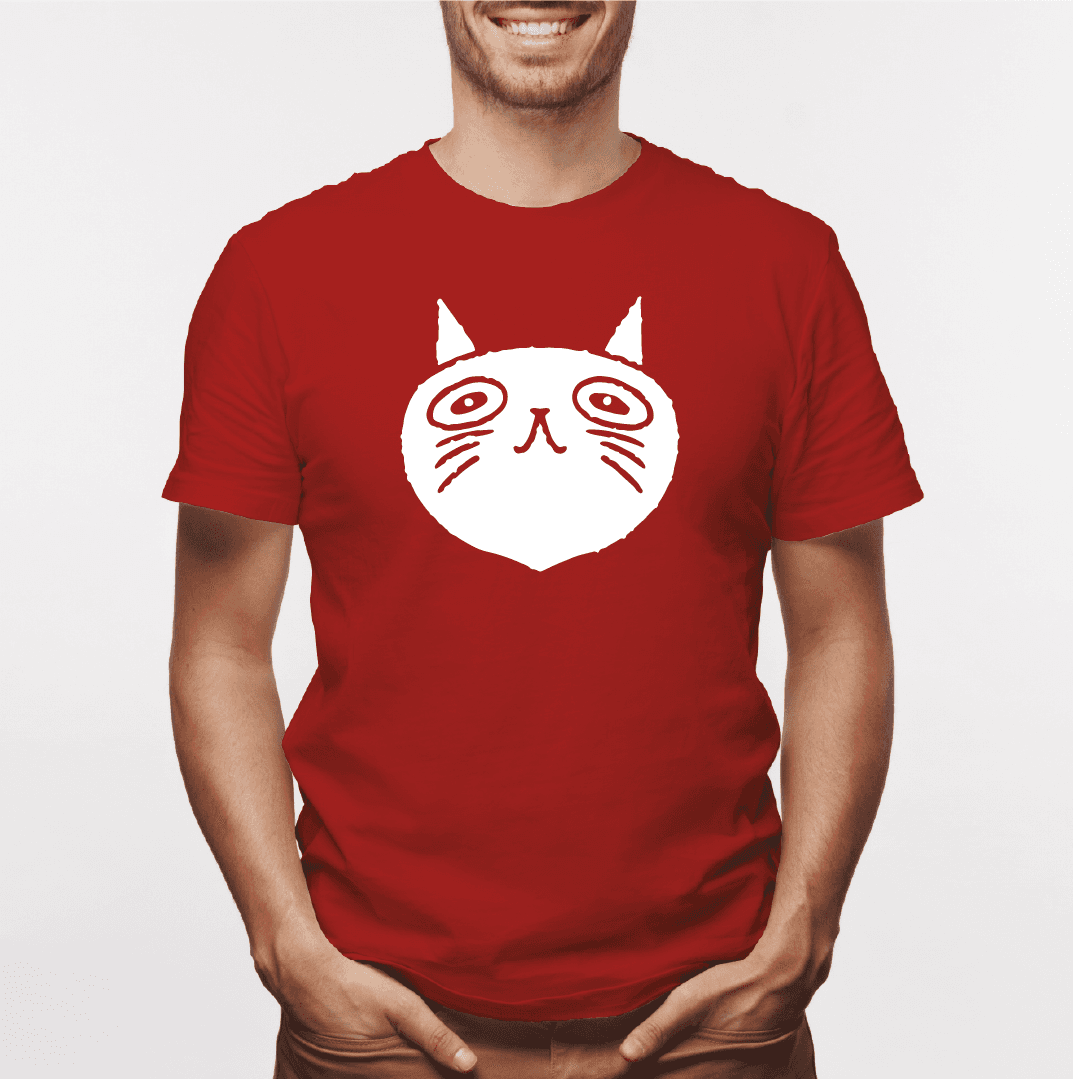 Camisa estampada para hombre  tipo T-shirt Gato cara Redonda ojo grandes — foto 2