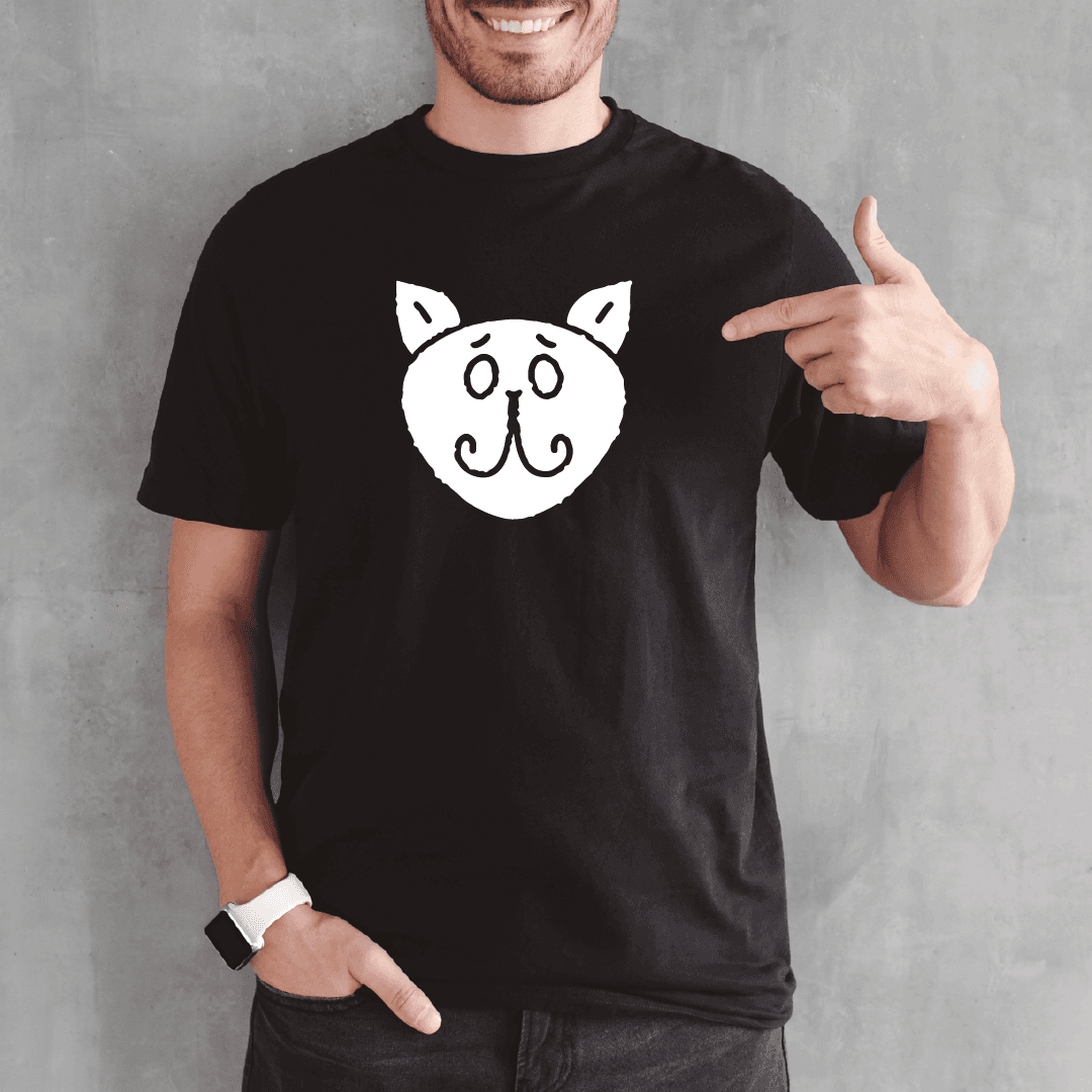 Camisa estampada para hombre  tipo T-shirt Gato cara redonda Orejas — foto 2
