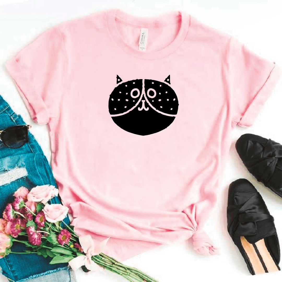 Camisa estampada tipo T- shirt Gato Cara Redonda Pecas — foto 2