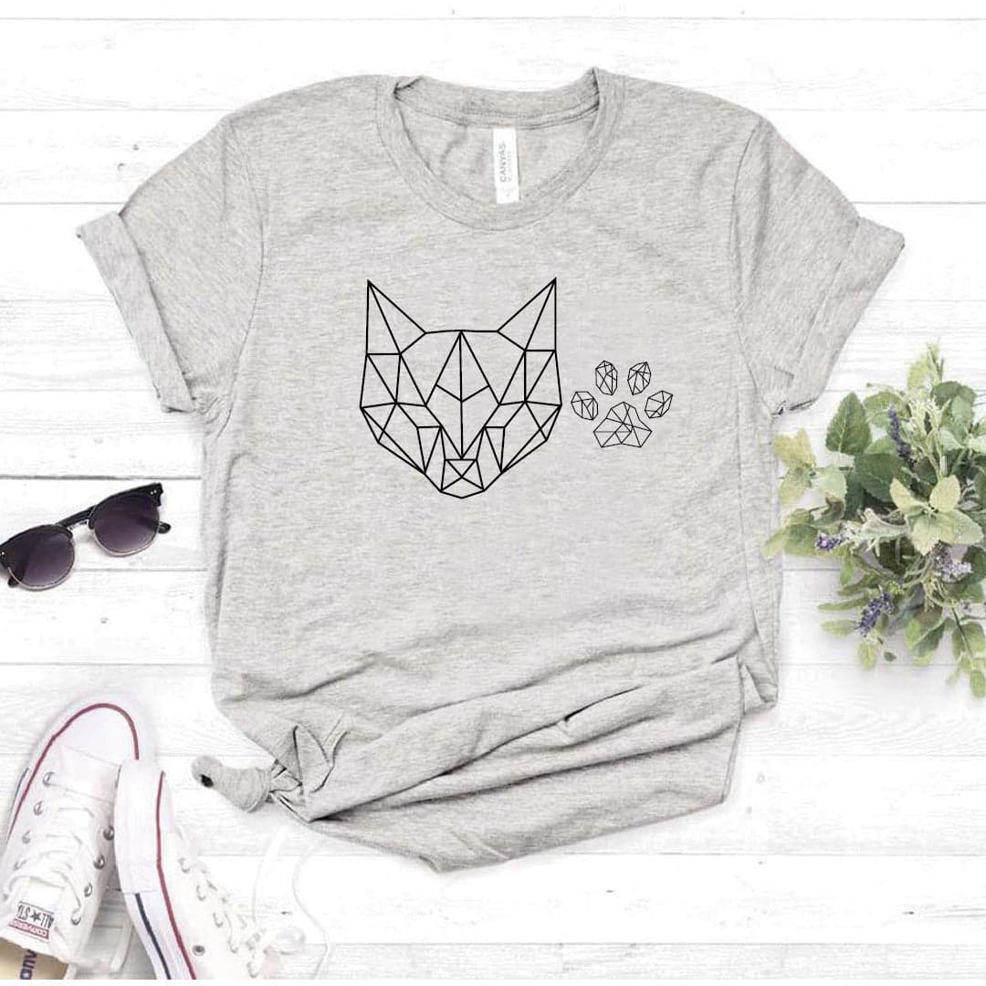 Camisa estampada  tipo T-shirt  Gato Huella Geometrico — foto 2
