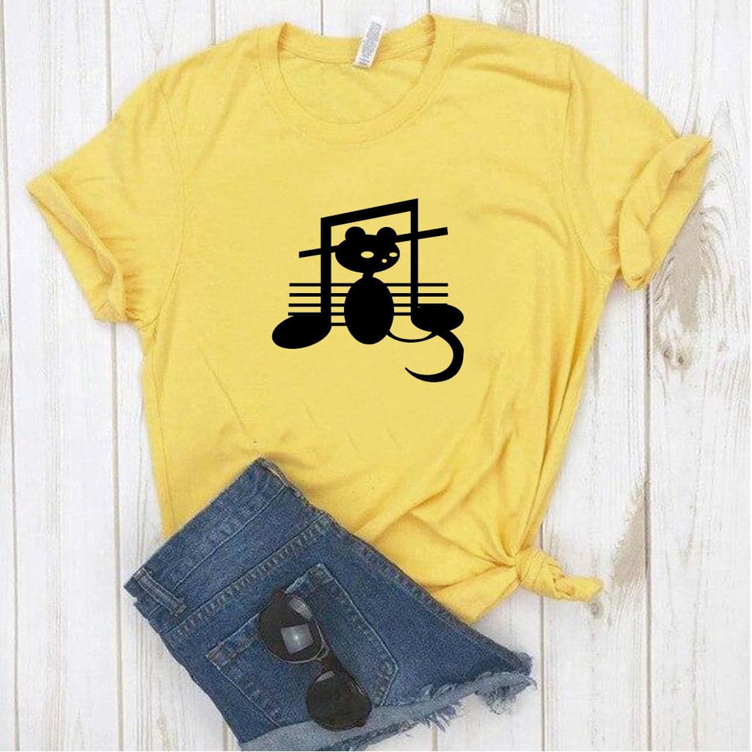 Camisa estampada  tipo T-shirt  gato partitura nota musical 2 — foto 2