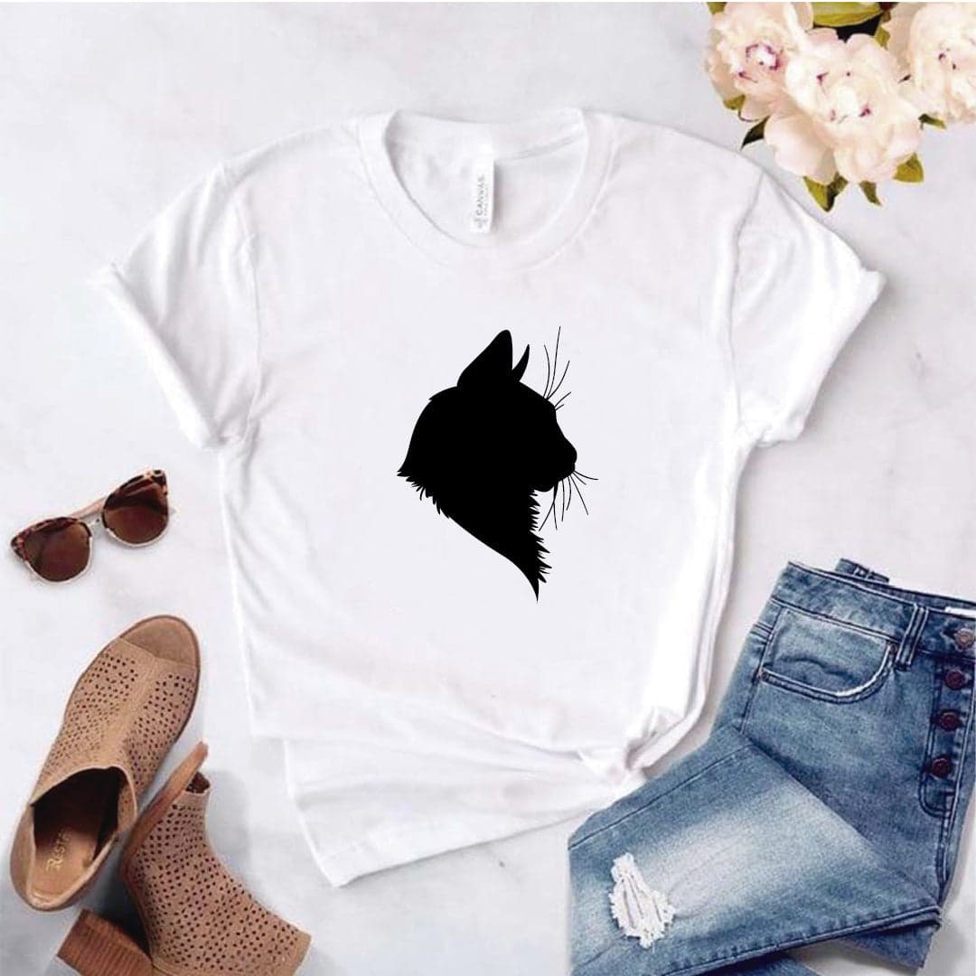 Camisa estampada  tipo T-shirt  Gato perfil (silueta) — foto 3