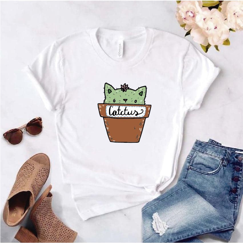 Camisa estampada  tipo T-shirt  de polialgodon CATCTUS — foto 1