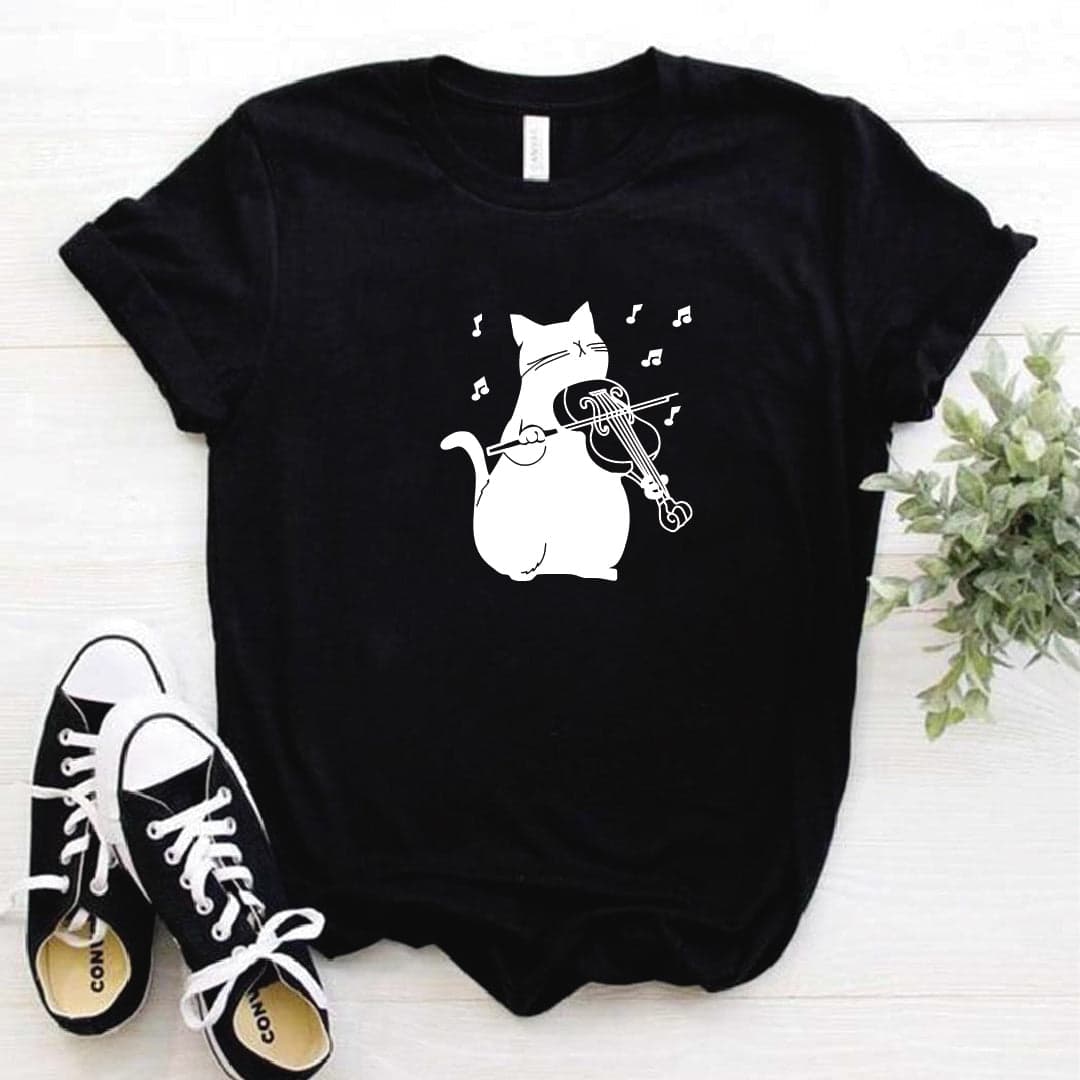 Camisa estampada  tipo T-shirt  Gato Violin — foto 7