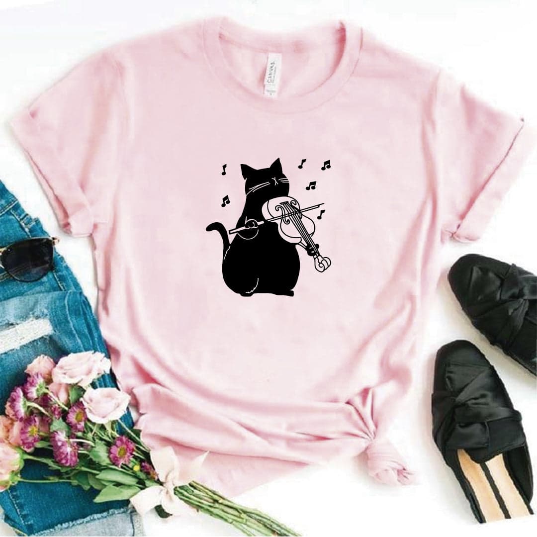 Camisa estampada  tipo T-shirt  Gato Violin — foto 4