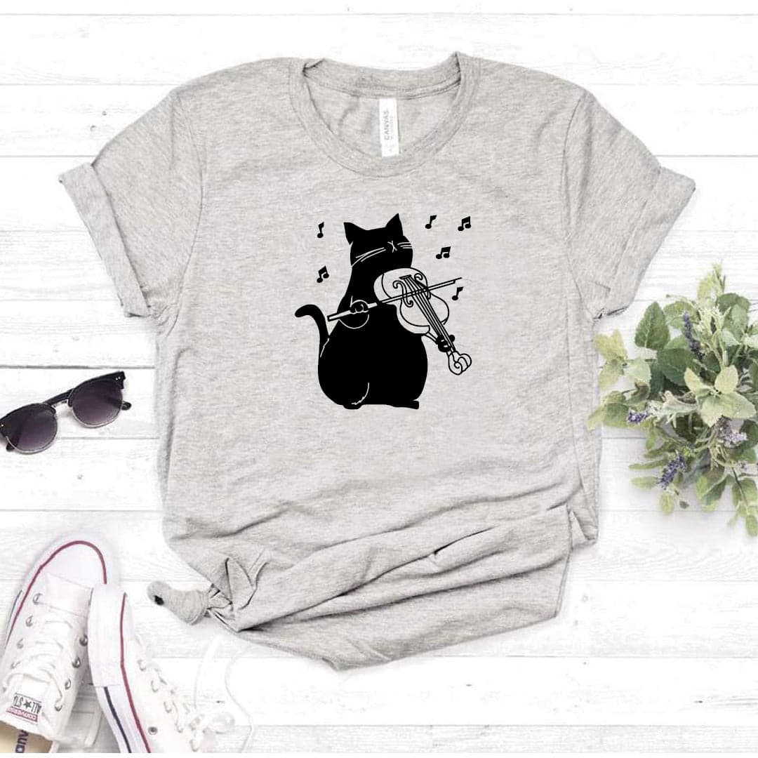 Camisa estampada  tipo T-shirt  Gato Violin — foto 1