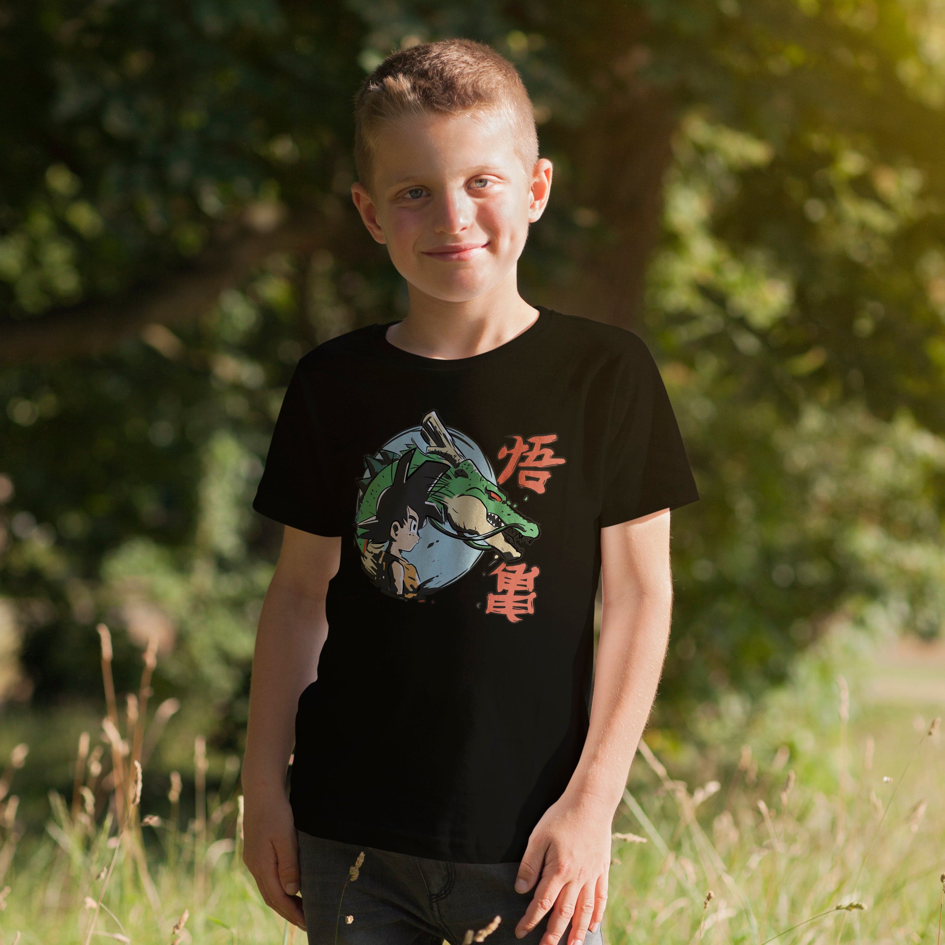 Camisa estampada en algodón para niño tipo T-shirt goku y sheng long — foto 1