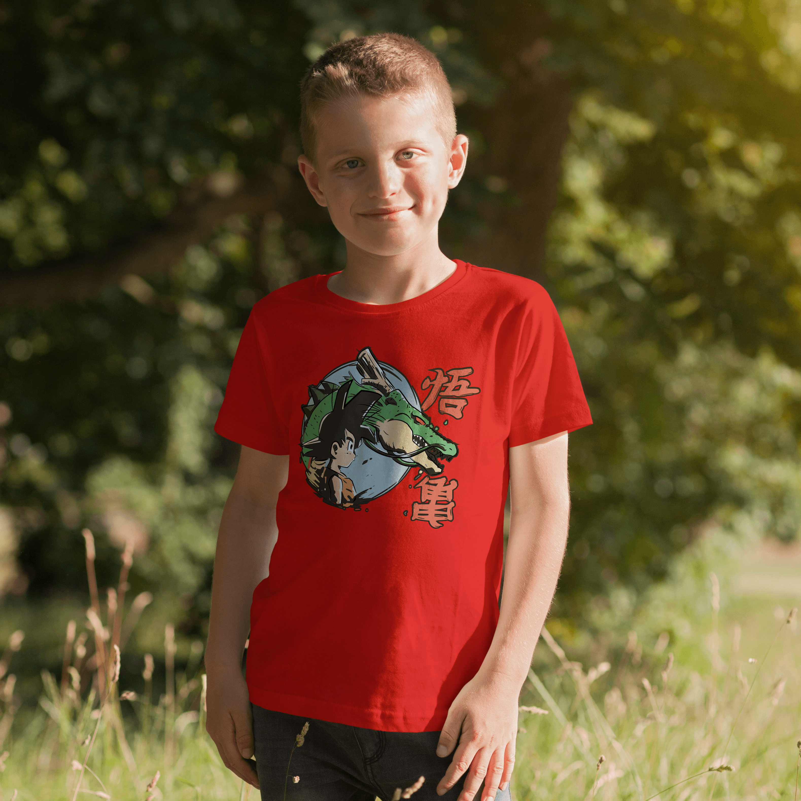 Camisa estampada en algodón para niño tipo T-shirt goku y sheng long — foto 3