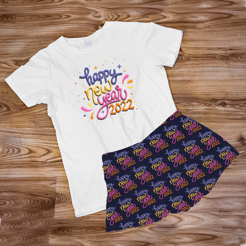 Pijama Estampada en poli algodón de Short  (Navidad) happy new year 2022 — foto 1