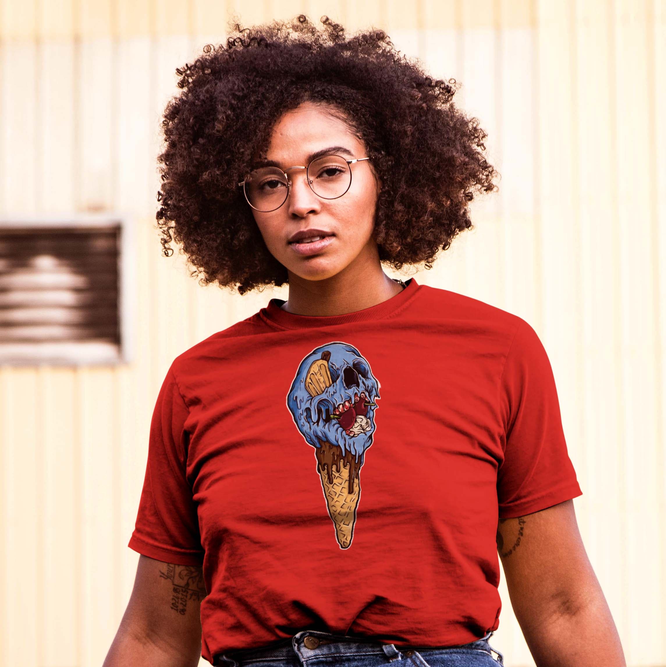 Camisa estampada en algodon para mujer tipo T- shirt helado calavera — foto 8
