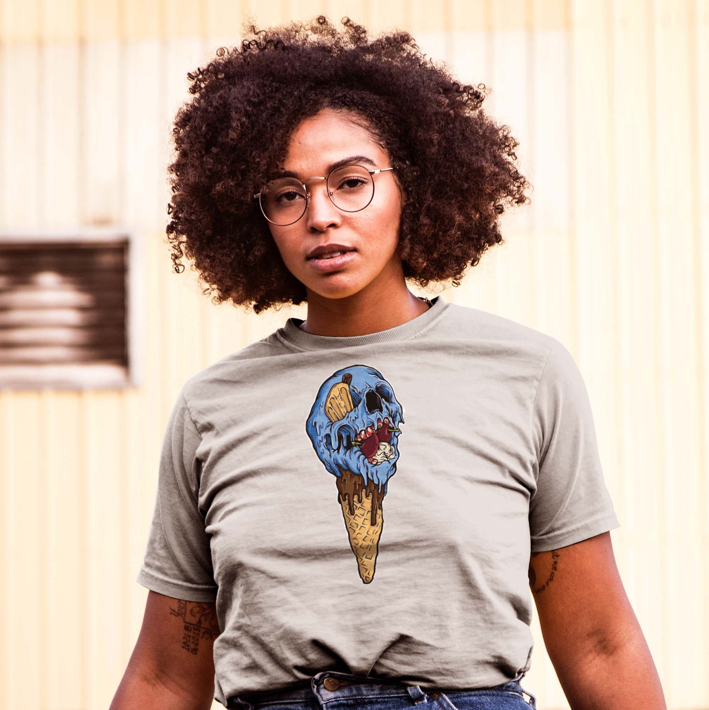 Camisa estampada en algodon para mujer tipo T- shirt helado calavera — foto 7