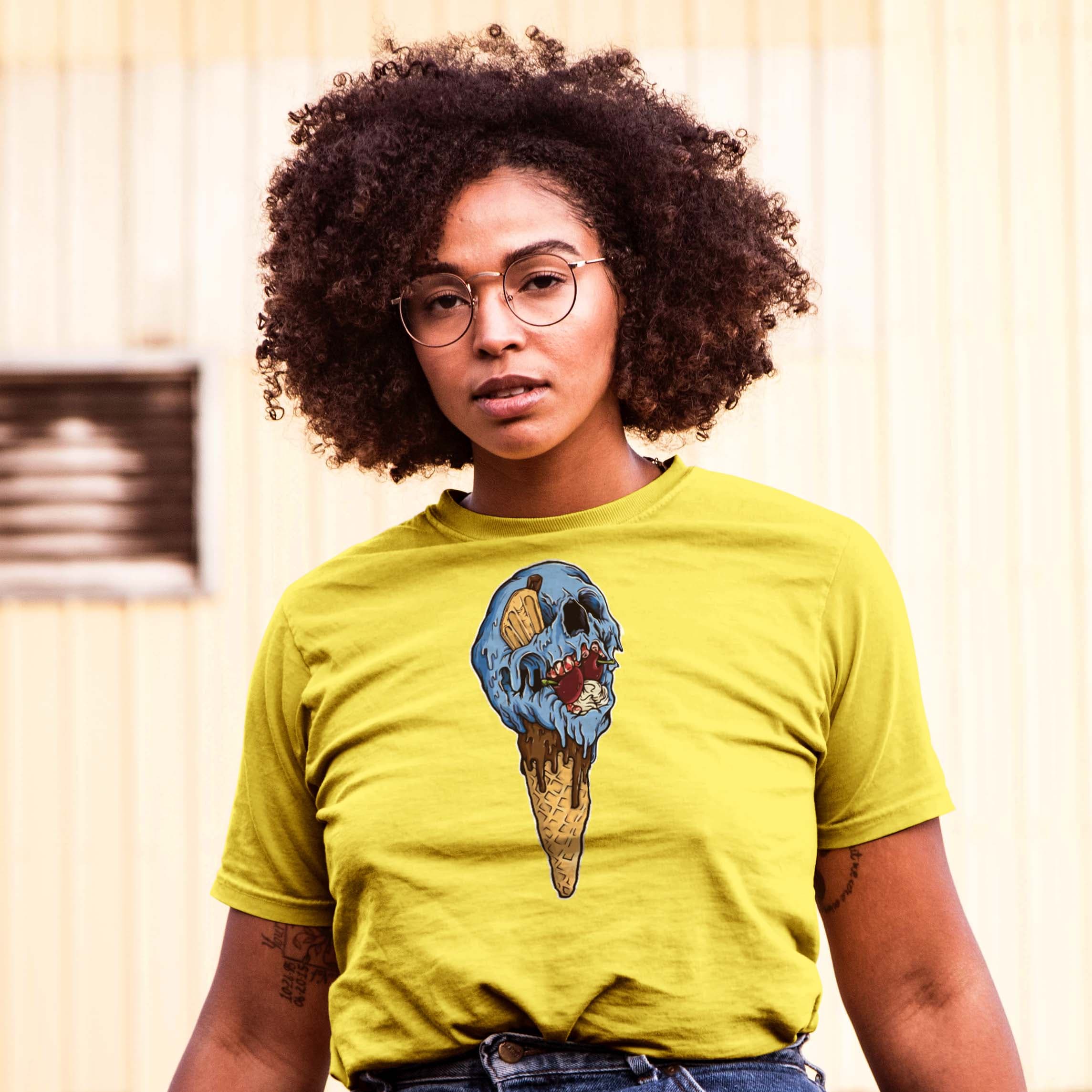 Camisa estampada en algodon para mujer tipo T- shirt helado calavera — foto 1