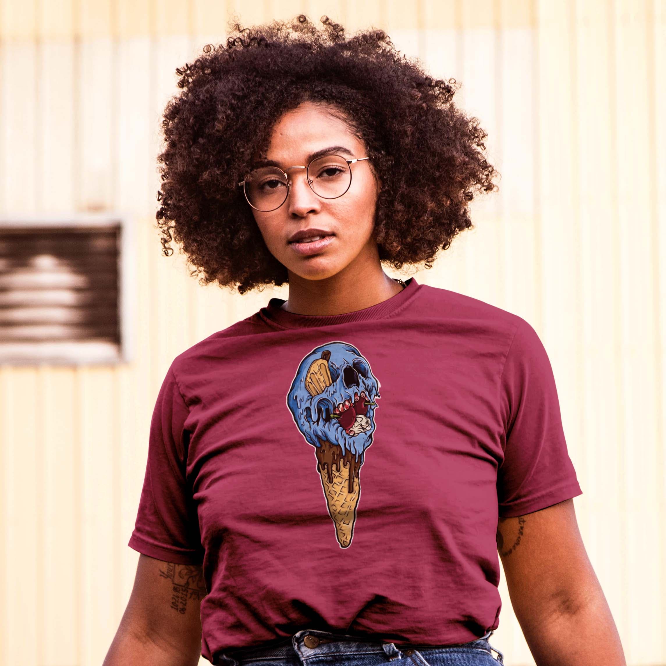 Camisa estampada en algodon para mujer tipo T- shirt helado calavera — foto 2