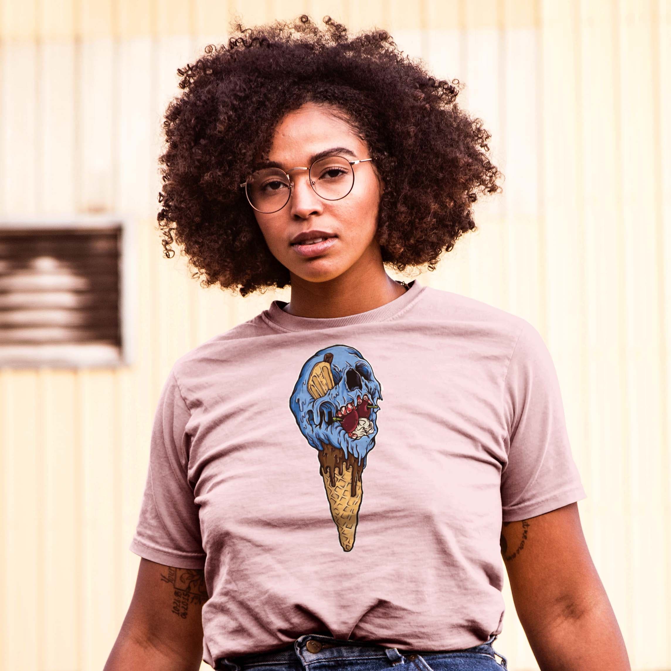 Camisa estampada en algodon para mujer tipo T- shirt helado calavera — foto 3