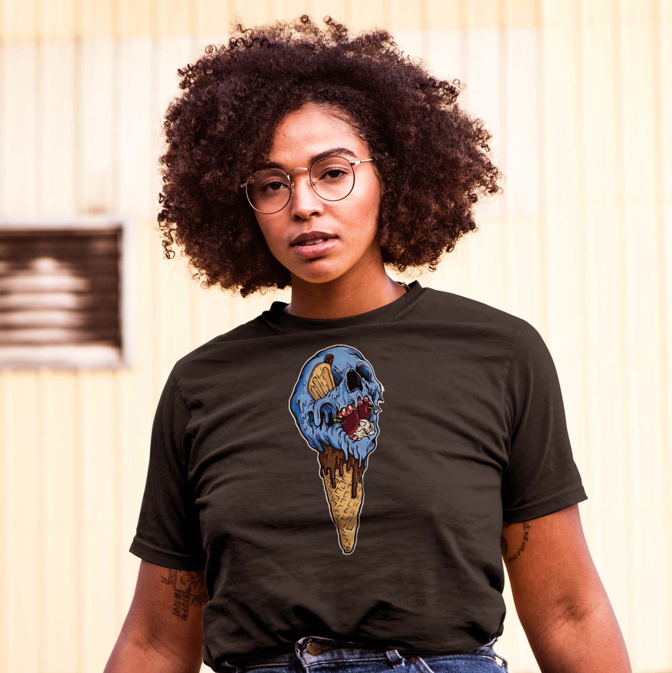 Camisa estampada en algodon para mujer tipo T- shirt helado calavera — foto 5