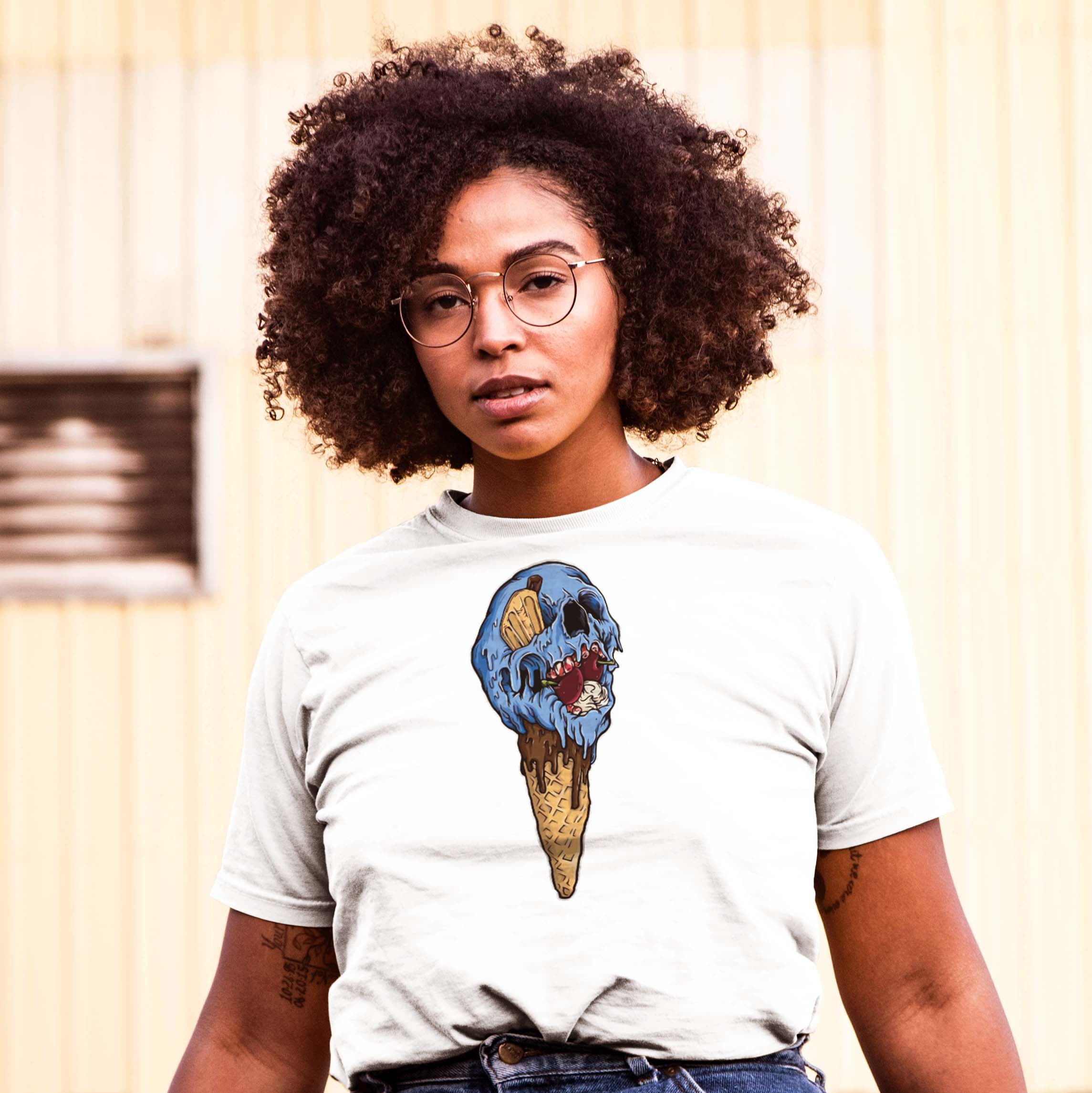 Camisa estampada en algodon para mujer tipo T- shirt helado calavera — foto 6