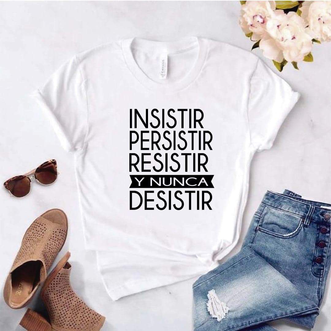 Camisa estampada  tipo T-shirt Insistir persistir resistir y nunca desistir — foto 8