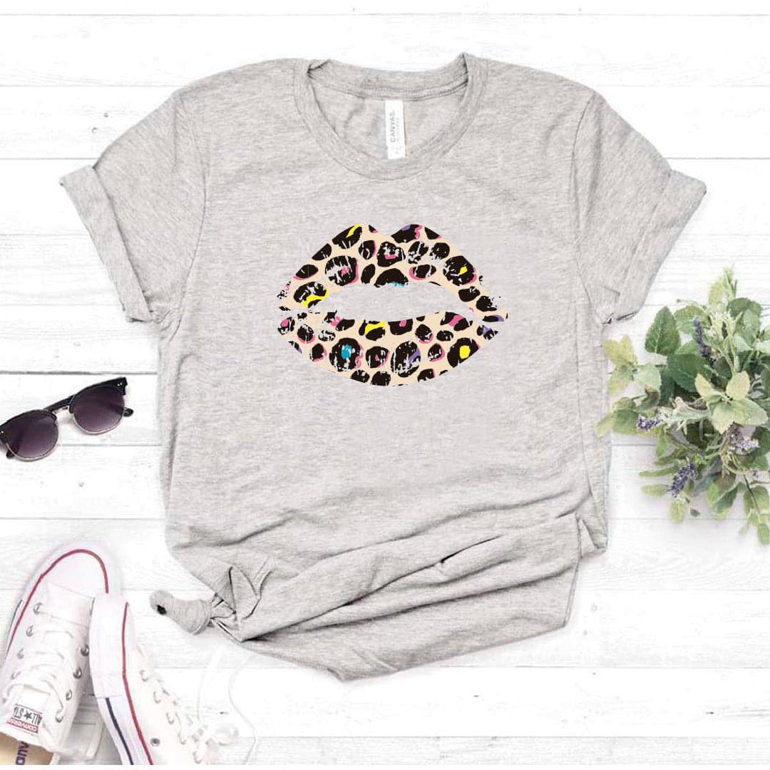 Camisa estampada en algodon para mujer tipo T- shirt labios rosado y negro — foto 6