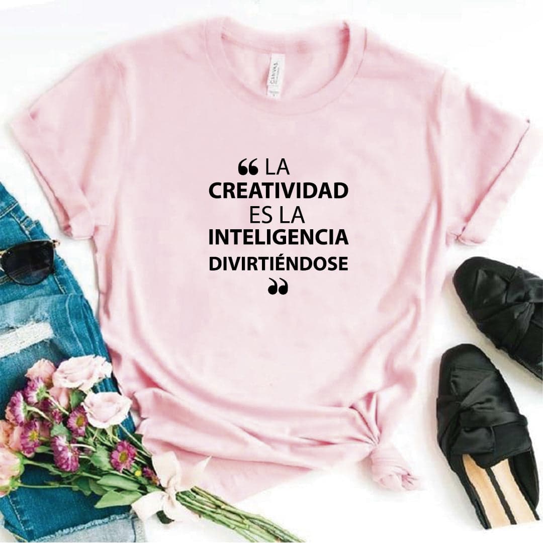 Camisa estampada  tipo T-shirt  La creatividad es la inteligencia divirtiéndose — foto 7