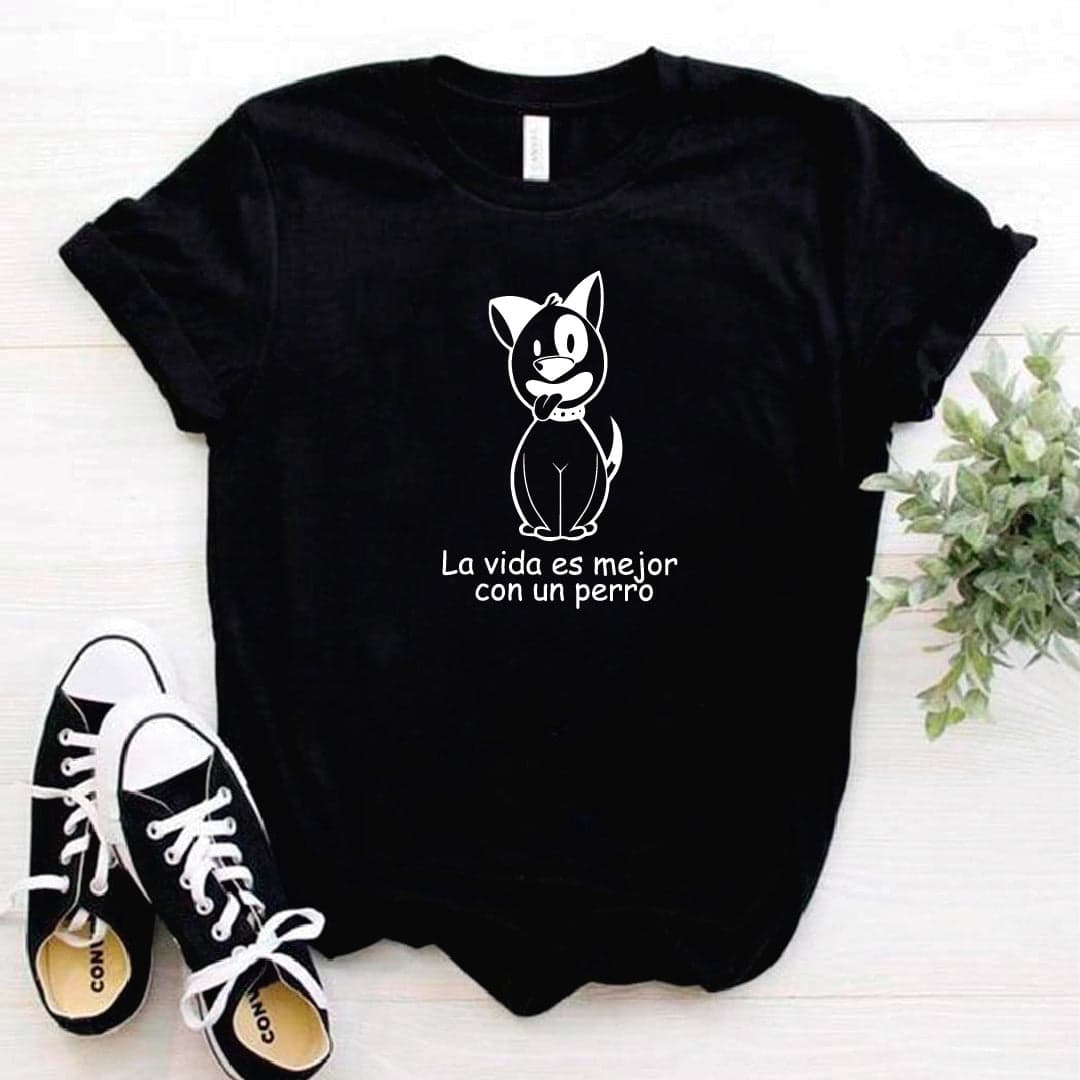 Camisa estampada tipo T- shirt La vida es mejor con un perro — foto 3