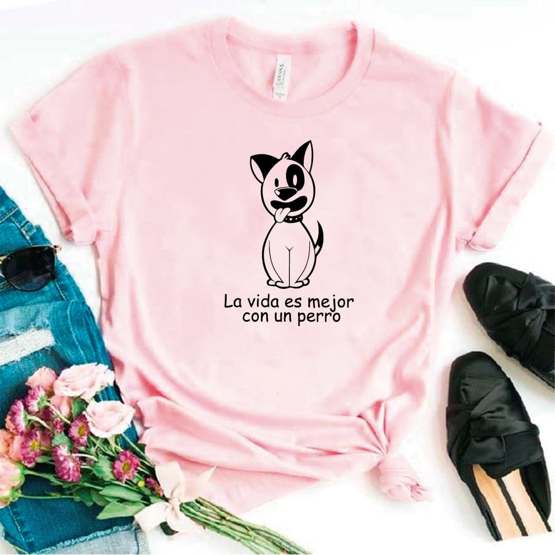 Camisa estampada tipo T- shirt La vida es mejor con un perro — foto 7