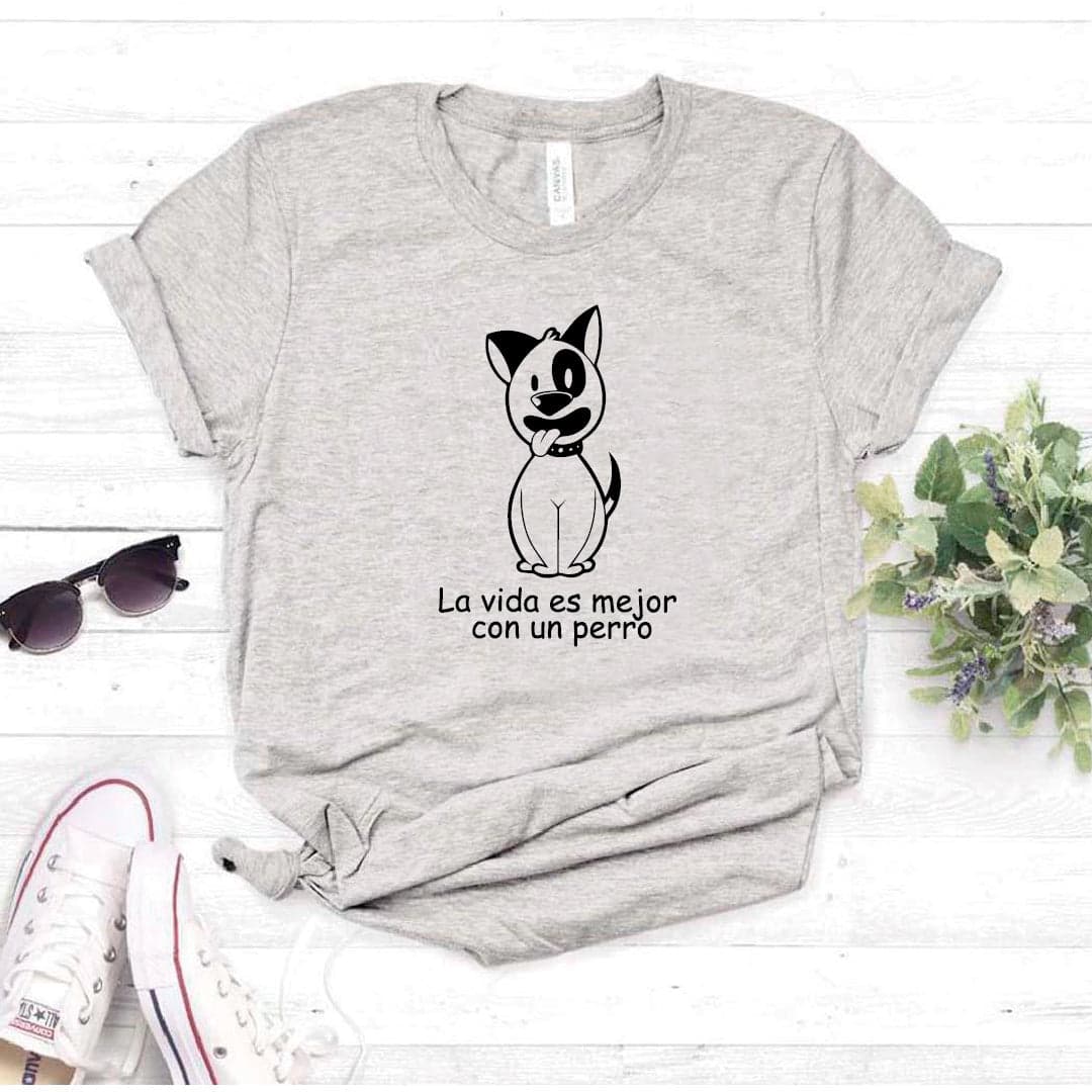 Camisa estampada tipo T- shirt La vida es mejor con un perro — foto 8