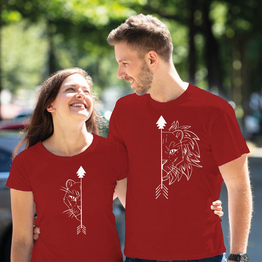 Camiseta estampada pareja T-shirt león pareja — foto 4