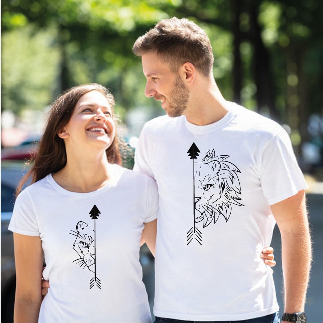 Camiseta estampada pareja T-shirt león pareja — foto 1