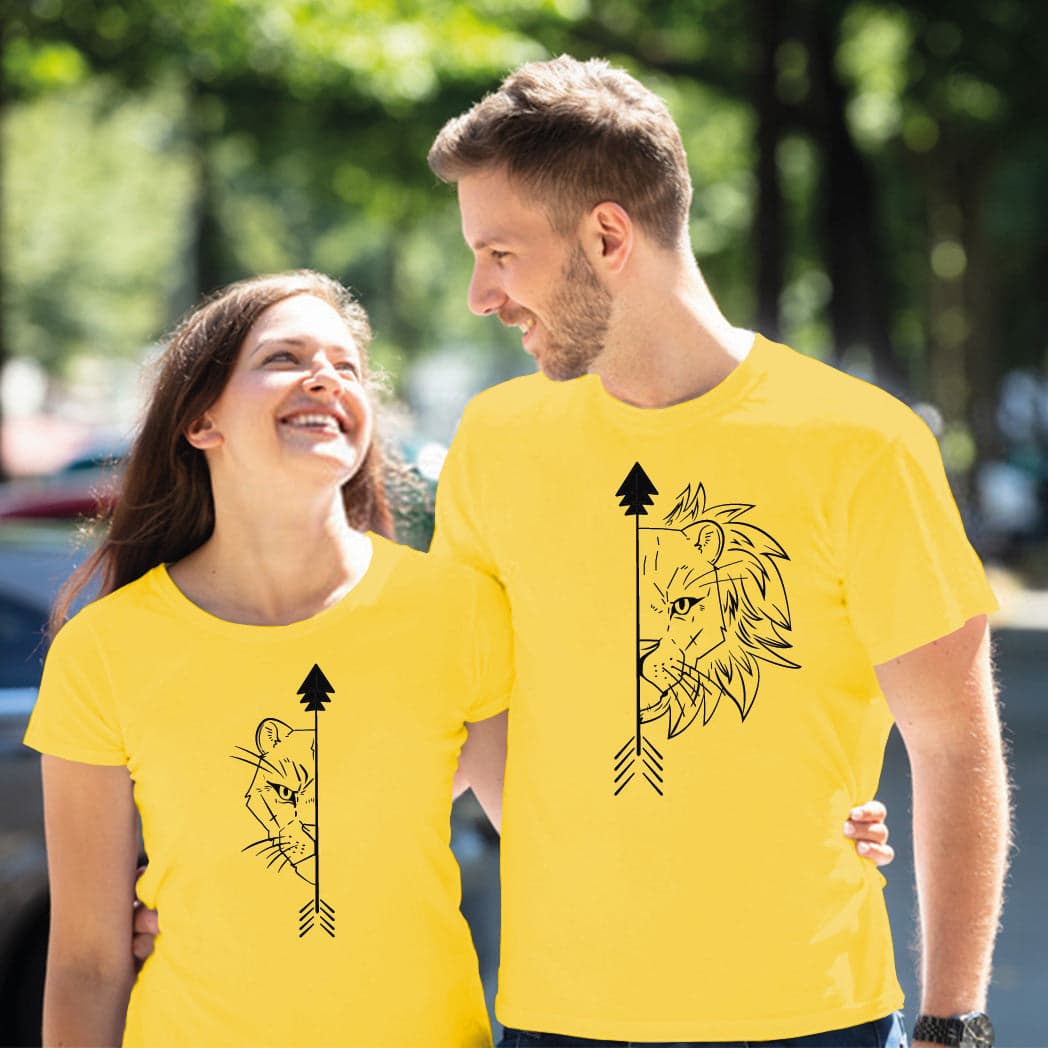 Camiseta estampada pareja T-shirt león pareja — foto 3